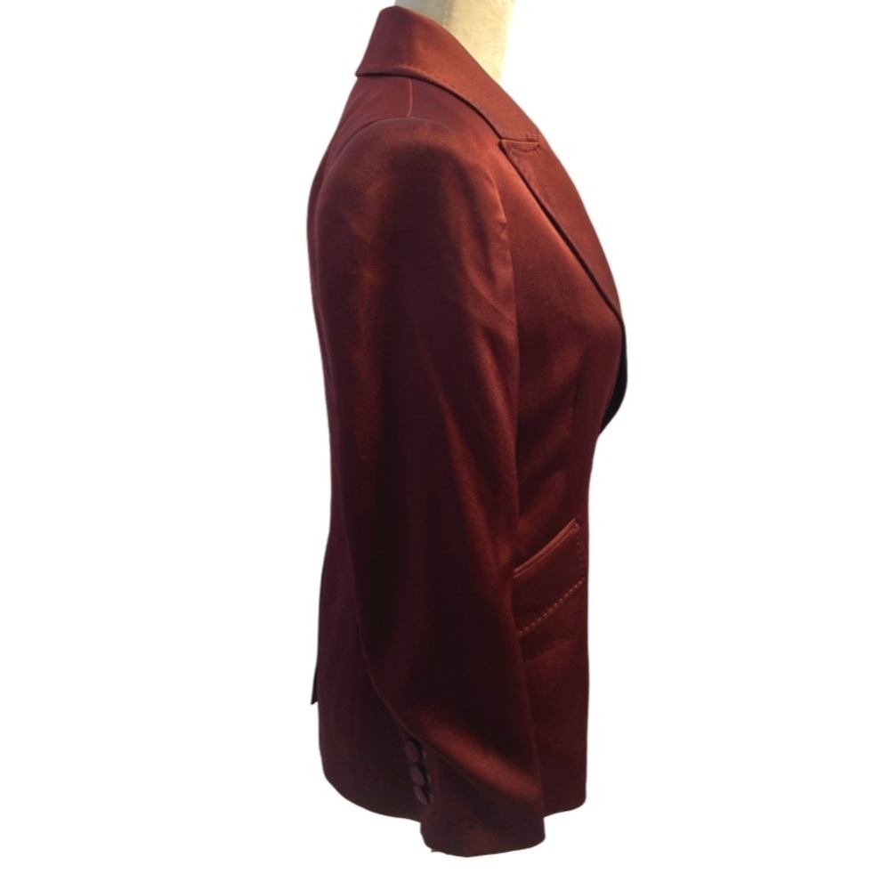 Marella By Max Mara Cognac Satin Jacket Size Small Pit 17 - Picture 7 of 17